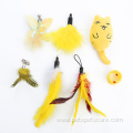 Yellow Feather Cat Toy Set Wand Kitten Toys